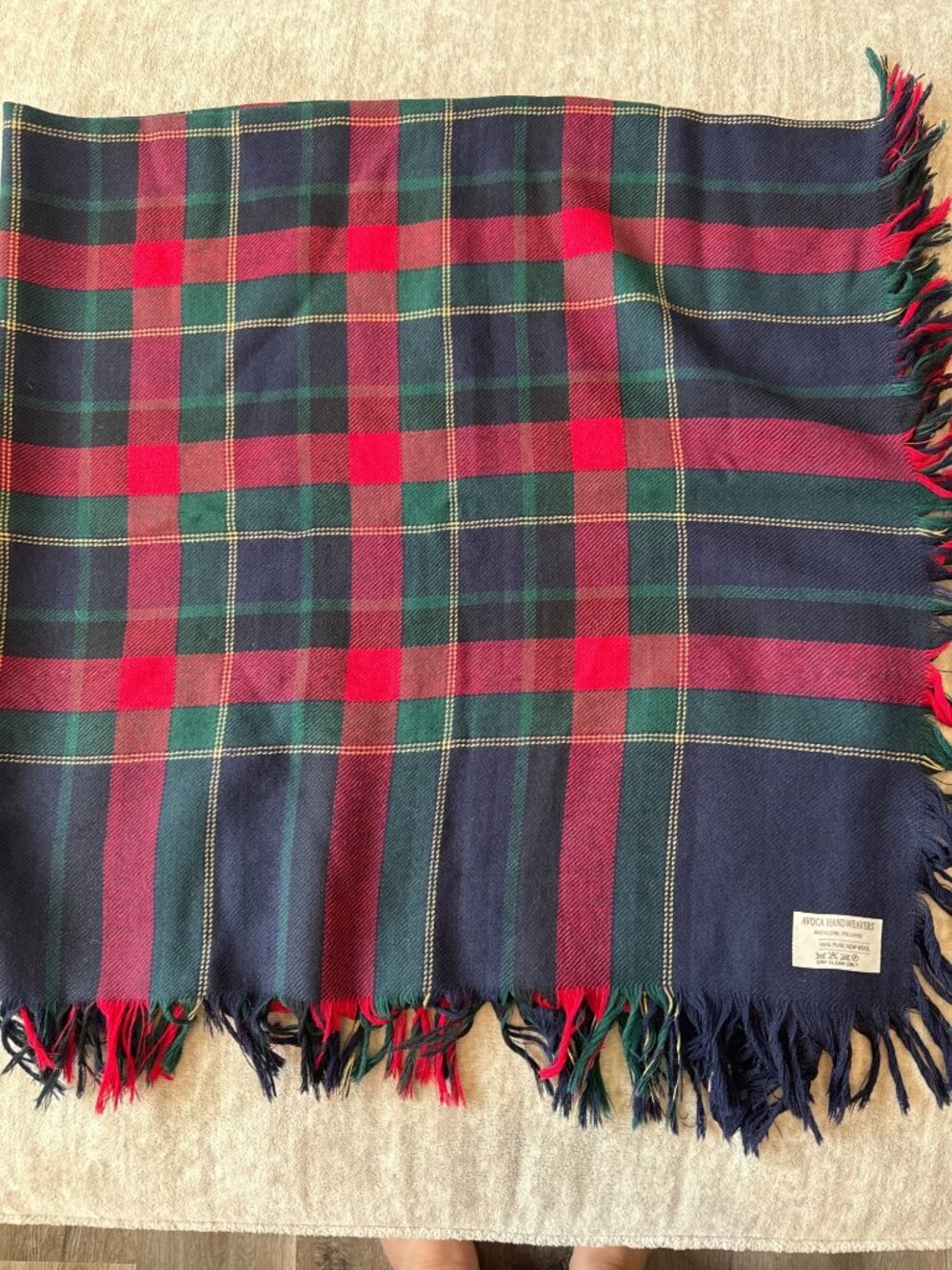 Avoca Handweavers Wool Tartan Throw Blanket Scarf Plaid Fringe 100% Wool Fall